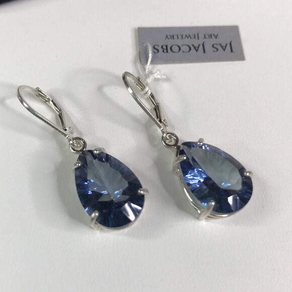 Gorgeous 10ctw Iolite Quartz Earrings in Sterling Silver Iolite Earrings - Picture 4 of 4